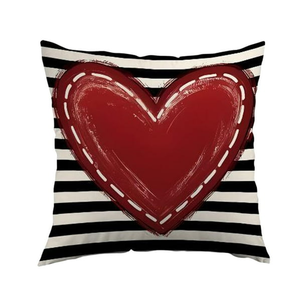 Specollect 4 Pcs Valentines Day Pillow Cover, Soft Linen Decorative Cushion for Sofa Living Room Bedroom, Pressure Relief