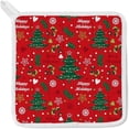 thumbnail image 3 of Polyester Insulation Kitchen Oven Mitts Potholder Apron 3Pcs Set Leaves and Twigs On Red Non Slip Heat Resistant Gloves for Baking Cooking BBQ, 3 of 7