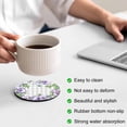 thumbnail image 3 of Purple Flowers Coasters Set of 2, Absorbent Coasters for Drinks, Spring Floral Leaves Plants Gray Plaid Coaster for Desk Coffee Table Protection, Home Decor House Warming Gifts 4", 3 of 8