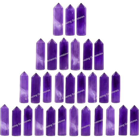 Amethyst Crystal Points, Healing Crystals for Crafts, Crystal Grid, DIY Work (Pack of 3)