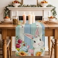 thumbnail image 2 of Table Runner 48 Inches Long for Kitchen Dining, Easter Bunny Dresser Scarf Farmhouse, Dining Table Decorations for Wedding/Parties, Spring Watercolor Eggs Flower Wood Grain 13 x 48 In, 2 of 8