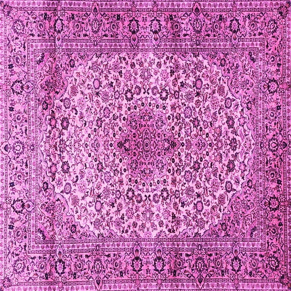 Ahgly Company Indoor Square Medallion Pink Traditional Area Rugs, 5' Square