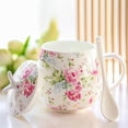thumbnail image 3 of Ceramic Coffee Mug with Lid and Bone China Spoon 450 Ml Bone China Coffee Mug Simple Ceramic Milk Mugs Gifts for Couples, 3 of 4