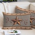 thumbnail image 2 of Vintage Texas Star Brown Throw Pillow Covers, Black Plaid Berry Farmhouse Soft Breathable Pillow Cases with Invisible Zipper for Sleeping, Small Pillowcases for Couch Bed Sofa Chair 16x24 Inches, 2 of 9