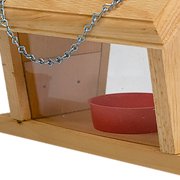 Small Bluebird Mealworm Feeder | Wooden Platform Bird Feeder with Red Feeding Cup | Mounts on 4x4 Post | Eastern White Pine | Handcrafted in Maine | 9H x 11.5W x 7.5D | USA Made