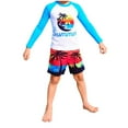 thumbnail image 6 of Swimsuits For Boys' Beach Style Two Piece Swimsuit Set Long Sleeve Top & Swim Shorts With Palm Tree & Sunset Print Quick Dry Upf 50+ For Surfing Pool Bathing Suit For Kids, 6 of 6
