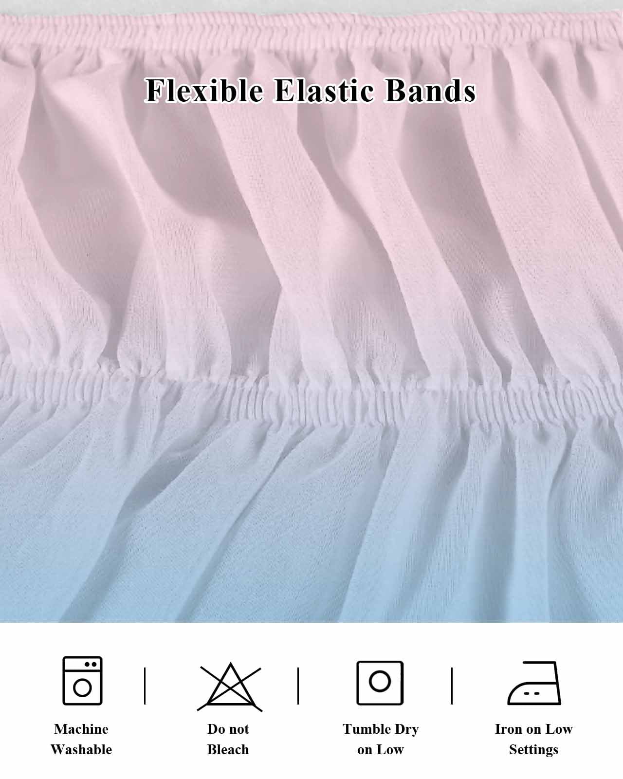 Minimalist Pink Bed Skirt and Blue Gradient Bed Skirts Queen Size 18 Inch Drop, Wrap Around Dust Ruffle&nbsp;Bedskirt with Adjustable Elastic Belt for Queen Size Beds