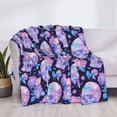thumbnail image 3 of Honeii crystal Skull flower print throw blanket, crafted from cozy cotton flannel, offers versatile home decor as a bedding suitable for all seasons.-80"x60", 3 of 6
