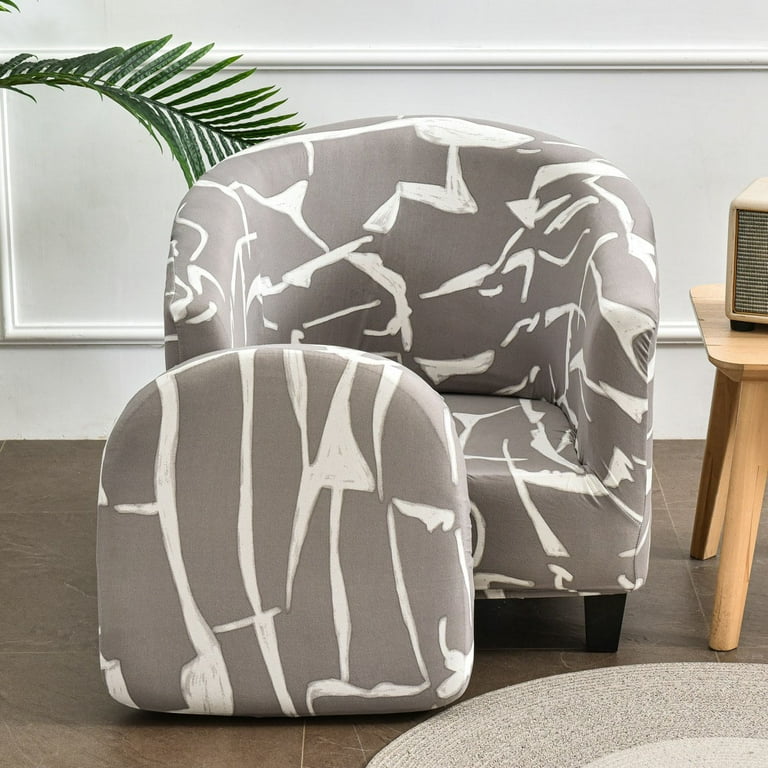 Yipa 2 Piece Set Tub Club Slipcover Modern Non Slip Stretch Round Barrel Chair with Cushion Couch Sofa Cover Protector for Bar Cafe Kids Living Room Khaki Abstract Walmart
