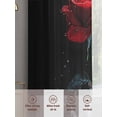 thumbnail image 6 of Sheer Curtains 54 Inches Long 2 Panels, Splash Drop Red Rose Butterfly on Black Rod Pocket Curtain Voile Draperies, Modern Abstract Art Light Filtering Window Treatment for Living Room, 6 of 8
