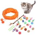 thumbnail image 2 of BIMZUC 22 Pcs Interactive Cat Toy Set with Cat Tunnel, Funny Feather Teaser Stick, Mice, Bells and Rainbow Balls for All Breed Kittens (13.38 inches / 34 cm), 2 of 8