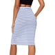 thumbnail image 2 of Falda de tubo ajustada a rayas hasta la rodilla con cintura elástica para mujer blanco, azul, (Blue and White Striped) M blanco, azul, (Blue and White Striped) M Xishao ropa, 2 of 2