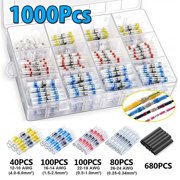 Heat Shrink Solder Seal Wire Connectors Kit 1000PCS, Waterproof Butt Connector Heat Shrink Electrical Terminals, Insulated Solderless Wiring Splice Connectors for Marine Automotive Boat Truck