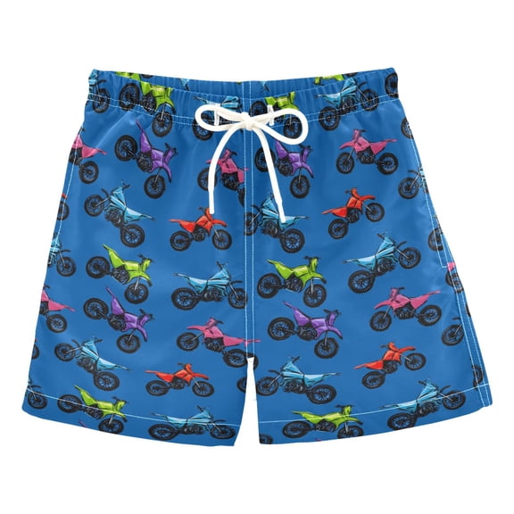 joogoo Boy Swim Trunks Motorcycle Blue Bathing Beach Board Shorts M