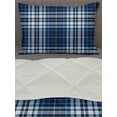 thumbnail image 3 of Navy Plaid Comforter & Sham Bedding Set, Abstract Lines Overlapped Geometric Motifs Illustration, 3 pcs Duvet Set Microfiber Filling Quilt, 5 Sizes, Sea Blue Pale Blue, by Ambesonne, 3 of 4