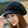 thumbnail image 4 of Dengjunhu Womens Knit Visor Beanie Newsboy Cap Winter Warm Hat Cold Snow Weather Girl, 4 of 5