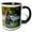 Black/White, variant on 3drose, Alaska, Lake Clark. Grizzly Bear Stands up in the Water., 11oz Two-tone Black Mug