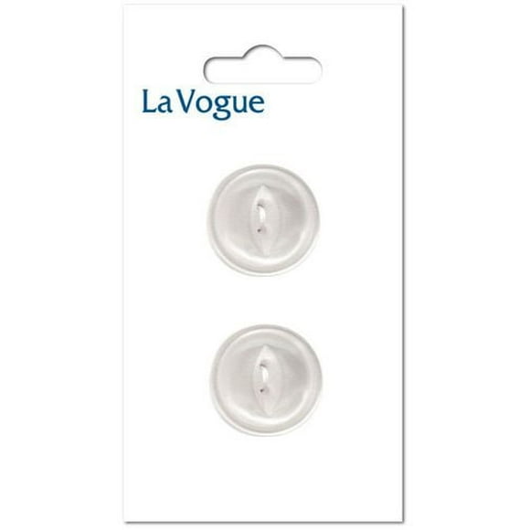 La Vogue 22 mm 2-Hole Button - White, La Vogue buttons and closures offer you the most fashionable and contemporary assortment of styles and colours.