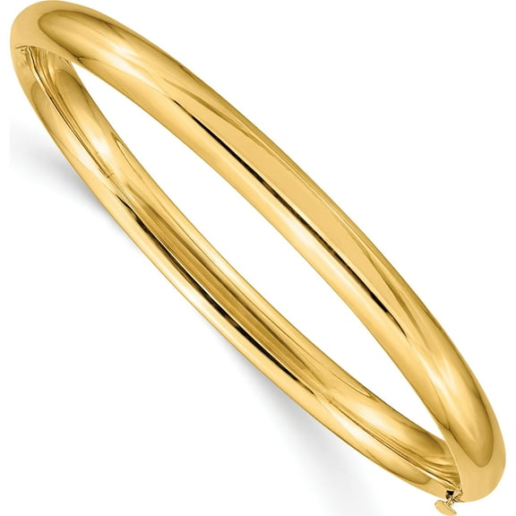 10K Yellow Gold 3/16 Polished Hinged Baby Bangle (Width 5) (Length 6) - Jbsp