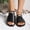 Black, variant on Women's Flat Slippers Faux Leather Open Toes Comfy Dressy Flat Shoes Elegant Slides Cute Round Toe Casual Wear Shoes