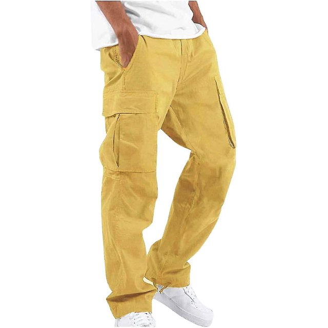 Pants For Men Solid Casual Multiple Pockets Outdoor Straight Type Fitness Long Pants