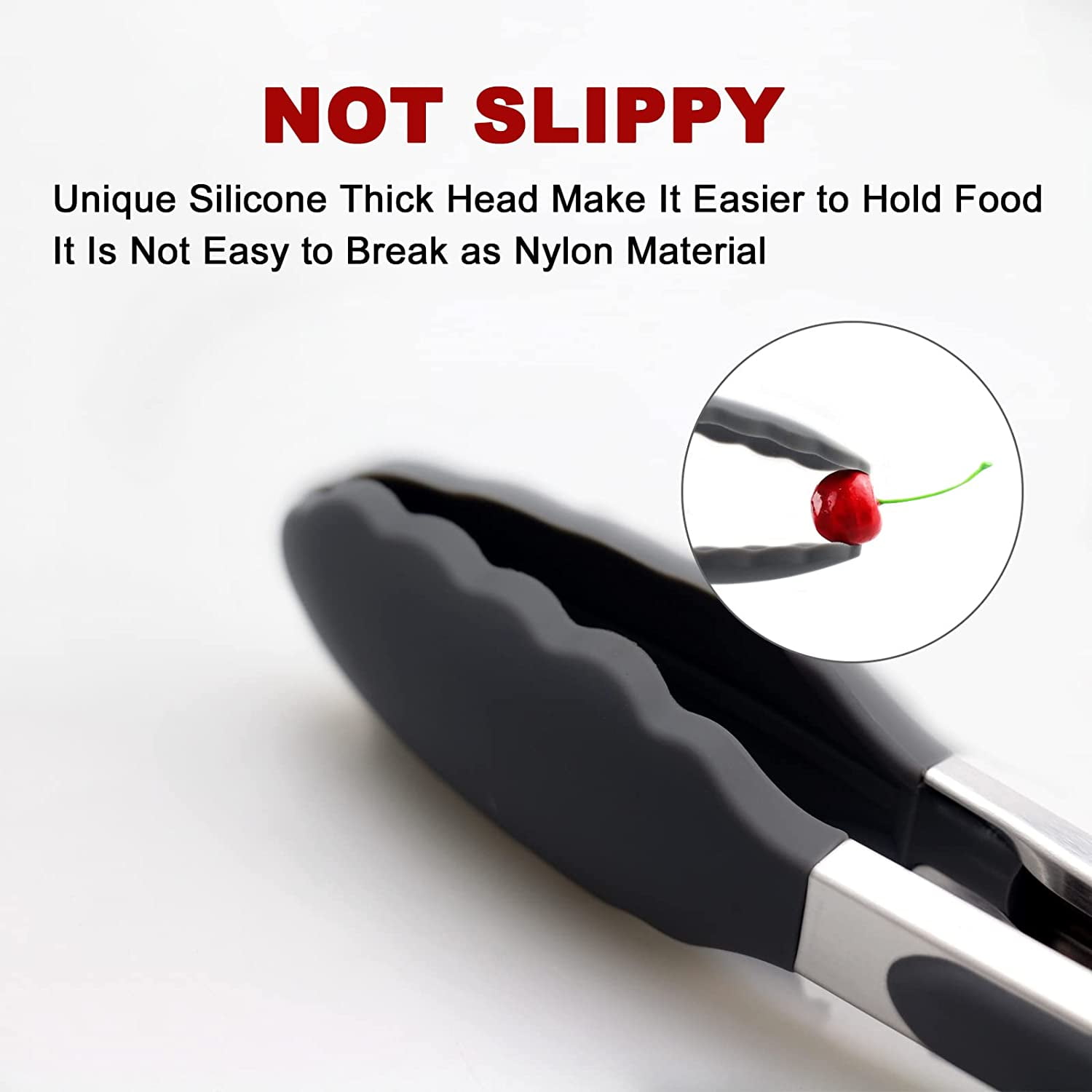 HOTEC Stainless Steel Kitchen Tongs Set of 2 - 9 and 12 Locking Metal Food Tongs Non-Slip Grip