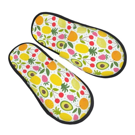 

Ocsxa Mens Womens Cozy Memory Foam Scuff Slippers Slip On Warm House Shoes Indoor/Outdoor Avocado And Pineapple Designs-Large