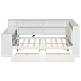 thumbnail image 4 of Euroco Wood Full Size Daybed with Desk and Shelves, Captain Bed with Upholstered Headboard, LED Light and USB Charging, White, 4 of 15