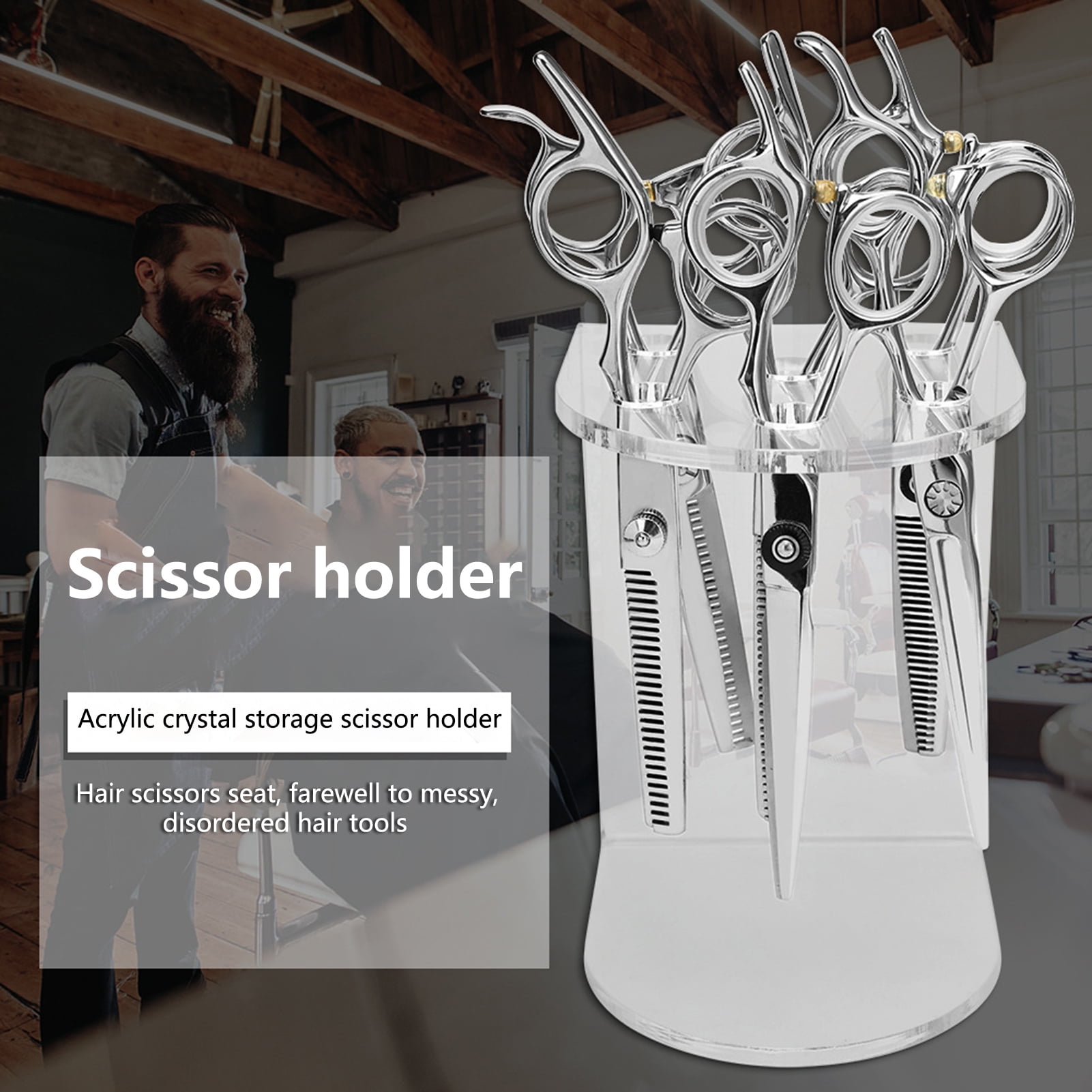 Scissors Holder Transparent, 5 Holes, Visible, Vertical, Dropresistant