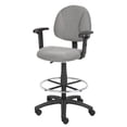 thumbnail image 3 of Boss Office Contoured Comfort Rolling Fabric Drafting Stool with Arms in Gray, 3 of 8