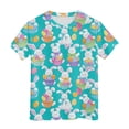 thumbnail image 4 of Staki Rabbit Short Sleeve Tops Toddler Girls T-Shirt Short Sleeve Shirt Bunny Print Cute Summer Tops Tees 1-9Y 10-13Y(Sky Blue,4-5 Years), 4 of 6