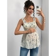 thumbnail image 5 of Women's Maternity Tank Tops Floral Babydoll Top Square Neck Smocked Peplum Blouse Shirts Color XL, 5 of 8
