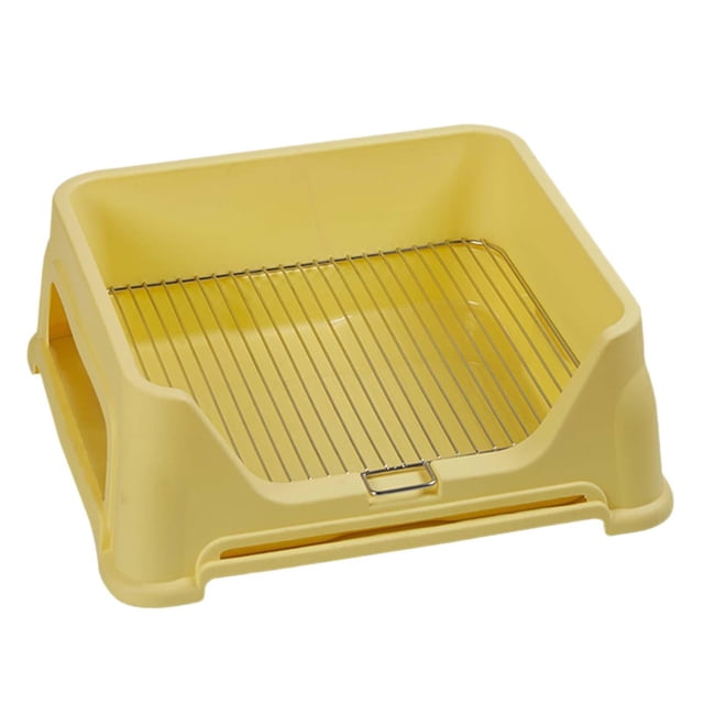Bandeja para baño de perros, bandeja para orinar desmontable antisalpicaduras, bandeja para baño de entrenamiento para perros para animales pequeños, amarillo