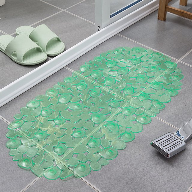 Alfombrilla de ducha para baño con forma de guijarros, alfombrilla de seguridad antideslizante para bañera con ventosa de goma (verde)