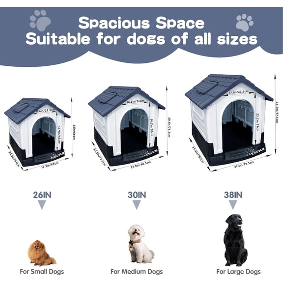 Durable Weatherproof Dog Kennel – Collapsible Plastic Dog House Ideal for Yard, Patio, Indoor or Outdoor Use