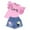 Pink, variant on Baby Beach Outfit Toddler Kids Girls Solid Short Sleeve Letters Prints Tops Jeans Skirt 2pcs Set Clothes