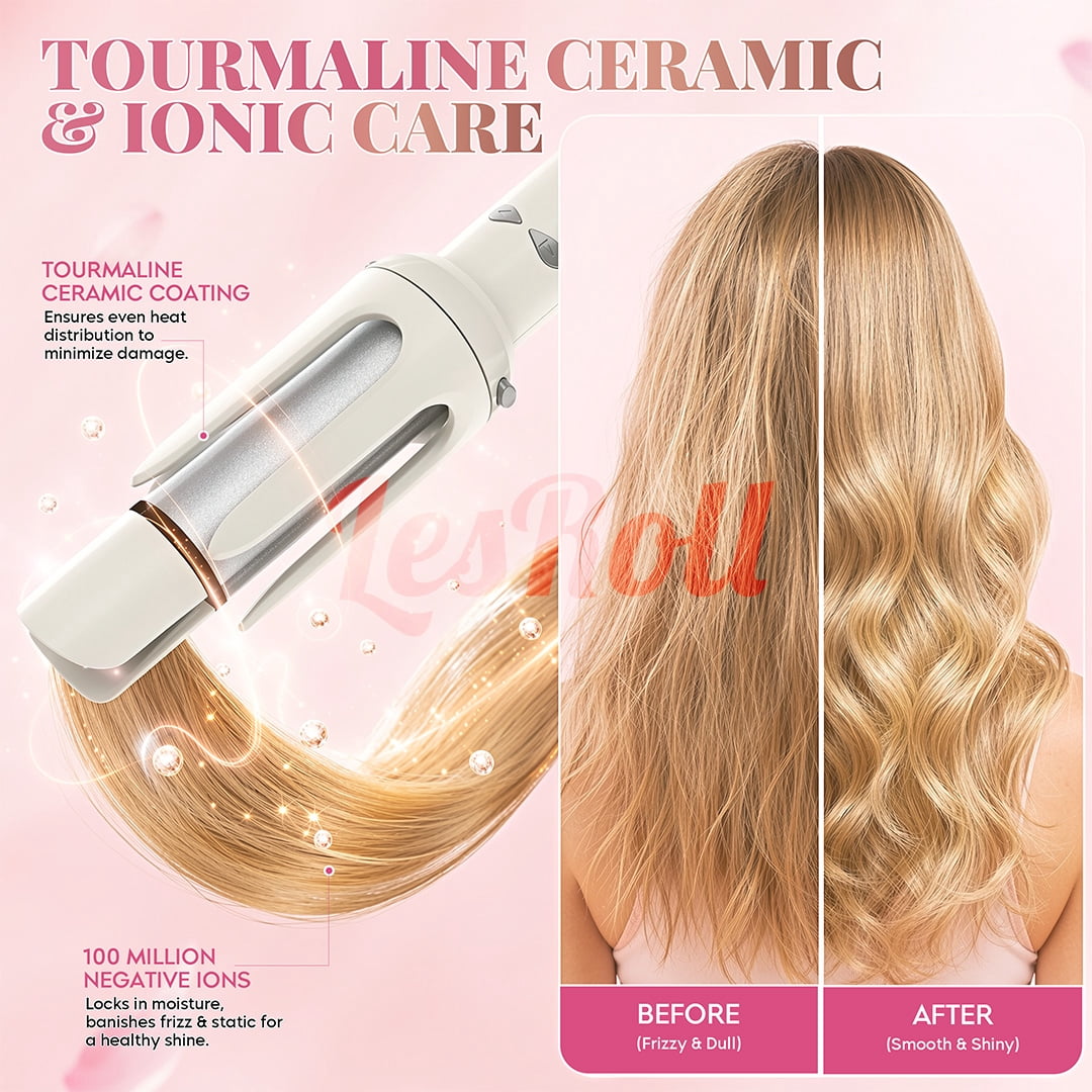 5-in-1 Hair Styling Tool with 1.25" Hair Crimper and Waver, 1" & 1.25" Automatic Curlers, Straightener Brush & Volumizing Crimper – Travel-Friendly Hair Tool