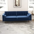 thumbnail image 3 of Kearney Mid Century Modern Furniture Style Navy Blue Velvet Living Room Couch, 3 of 6