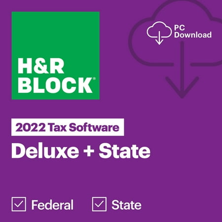 H&R Block 2022 Deluxe + State Tax Software PC Download