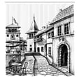 thumbnail image 3 of Ambesonne Rustic Shower Curtain, Old Town Street Peaceful, 69"Wx84"L, Black White, 3 of 5