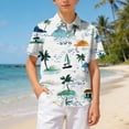 thumbnail image 2 of YDFCWXW Boys Hawaiian Shirt Short Sleeve Casual Button Down Beach Shirt Kids Summer Hawaii Shirts 4-15 Years (Light Green, 4-5 Years), 2 of 7