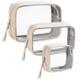 thumbnail image 1 of Bolsa de maquillaje Vorspack Travel, paquete de 3, neceser para mujer, color beige, 1 of 7