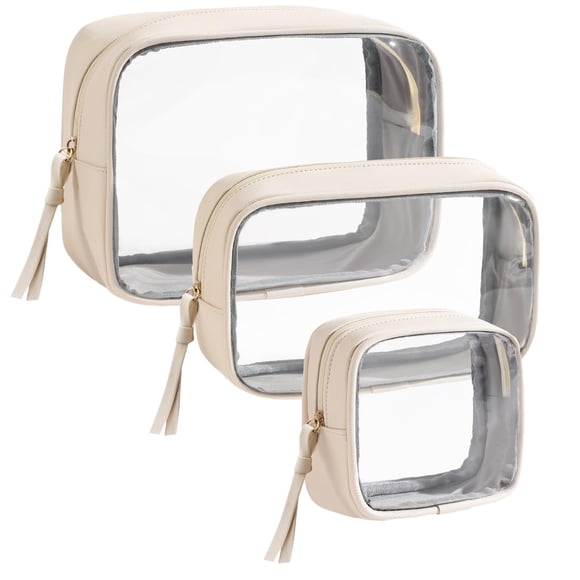 Bolsa de maquillaje Vorspack Travel, paquete de 3, neceser para mujer, color beige