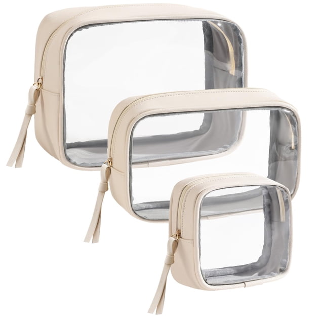 Bolsa de maquillaje Vorspack Travel, paquete de 3, neceser para mujer, color beige