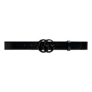 Gucci GG Marmont Wide Belt Black Leather Antique Gold Double G Size 120 New