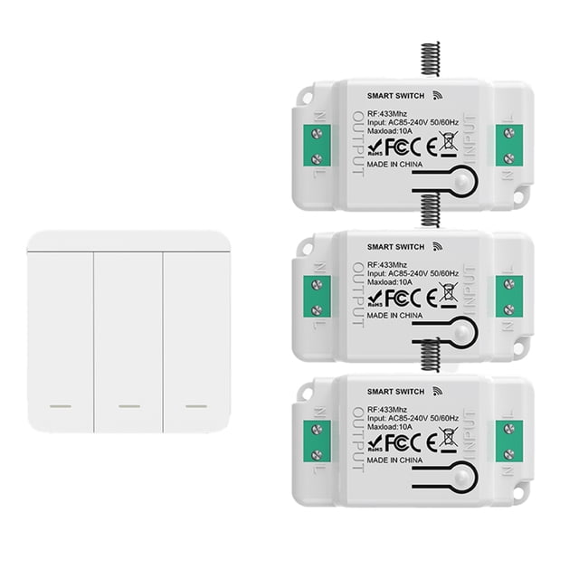 433Mhz Wireless Remote Control Light Switch Push Button Wall Switch AC 110V 220V Relay Receiver,1 * Wireless remote control switch set