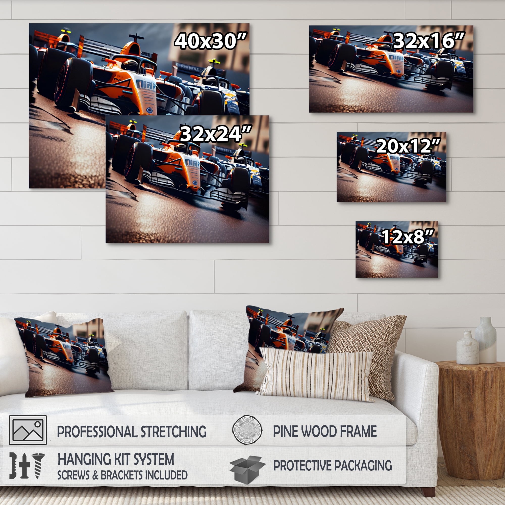 Designart Formula Car Racing III Canvas Wall Art