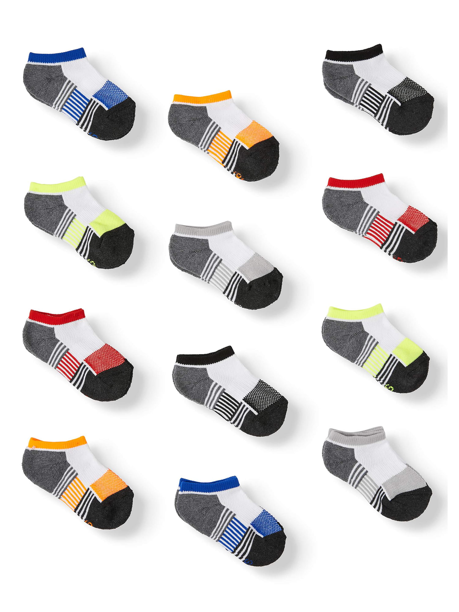 Athletic Works - Athletic Works Boys Socks, 12 Pack No Show, Sizes S-L ...