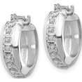 thumbnail image 2 of 14K White Gold Diamond Fascination Round Hinged Hoop Earrings (14 X 5) Made In United States df252, 2 of 5