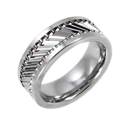 Men's Tungsten 8MM Gear Pattern Wedding Band - Mens Ring ...